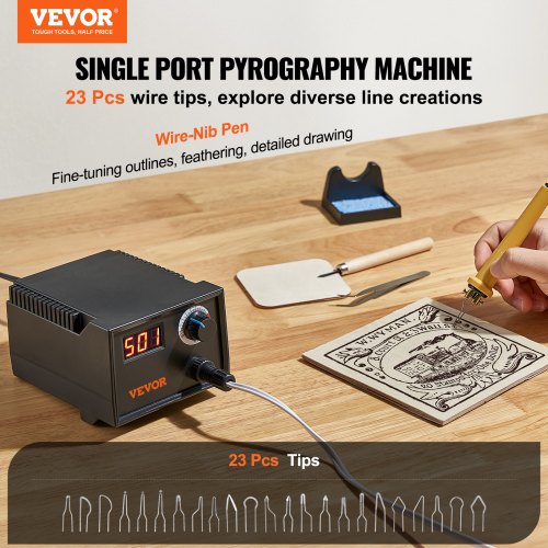 Wood Burning Kit 200~700°C Adjustable Pyrography Pen Burner 23 Wire Nibs