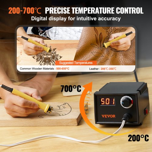 Wood Burning Kit 200~700°C Adjustable Pyrography Pen Burner 23 Wire Nibs