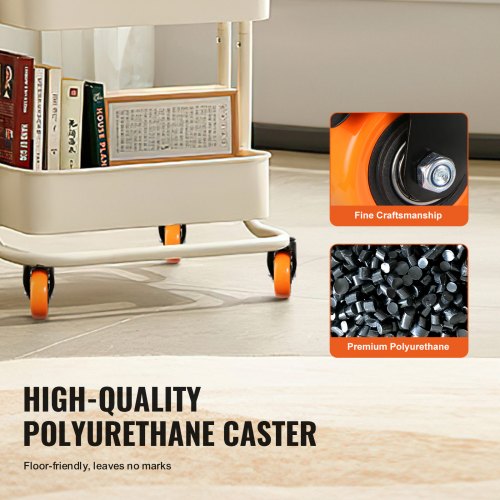 Caster Wheels, 4 inch, Set of 4, 440 lbs Capacity, Threaded Stem Casters with Security Dual Locking A/B Brake, Heavy Duty Industrial Casters, No Noise Swivel Caster Wheels for Cart, Furniture