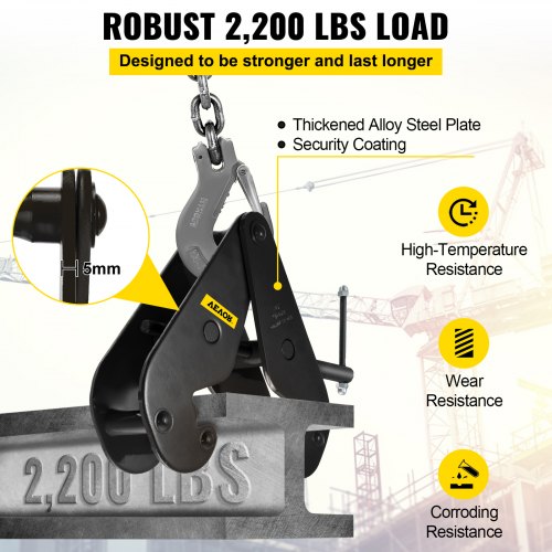 Beam Clamp 2200lbs/1ton Capacity I Beam Lifting Clamp 3inch-9inch Opening Range Beam Clamps for Rigging Heavy Duty Steel Beam Clamp Tool Beam Hangers for Lifting Rigging(1 ton)