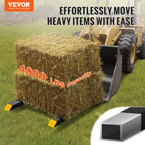 Pallet Forks, 2000 lbs Clamp on Pallet Forks, 43" Total Length Heavy Duty Pallet Forks with Adjustable Stabilizer bar, Tractor Bucket Forks for Tractor Attachments, Skid Steer, Loader Bucket