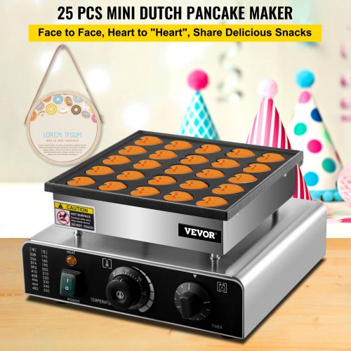 Mini Dutch Pancake Maker, Heart-Shaped Dutch Pancake Machine, 25PCs Pancake Maker Electric Commercial, 850W Mini Pancake Maker, 220V Proffertjes Muffin Waffle Maker for Kitchen Bakery Snack Bar