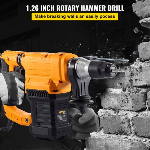 Rotary Hammer Drill, 1.26" SDS Hammer Drill, 13A Rotary Hammer, 1500W SDS Plus Hammer Drill, 4-Mode Combination Rotary Hammer, 850RPM Cordless Rotary Hammer w/ Case, 220V Rotary Hammer Drill Kit