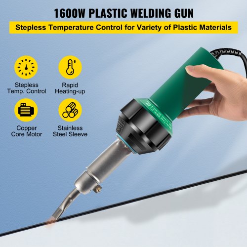 Roofing Welder, 4 Pcs PVC Welding Gun, 1600W Hot Air Plastic Welder, 220V PVC Heat Gun, Plastic Welder w/ Mica Pipe Heating Core, Stepless Temperature Regulation 40-600 ℃ Plastic Welder Kit