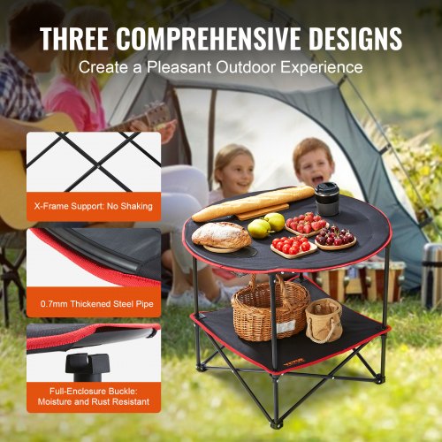 Folding Portable Camping Table Fabric Steel Outdoor Table Storage & Bag