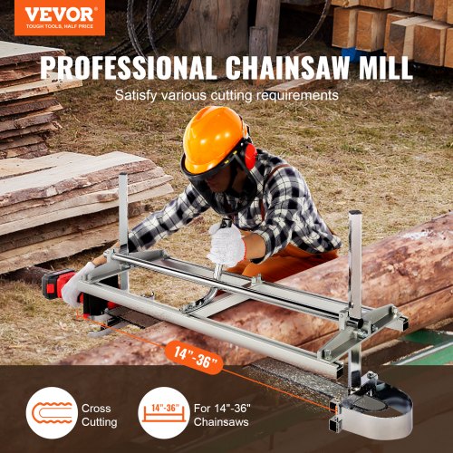 Portable Sawmill 14"-36" Guide Bar Galvanized Steel Chainsaw Planking 0.2"-11.81" Thickness, Wood Lumber Cross Cutting Saw Mill for Builders and Woodworkers, Silver