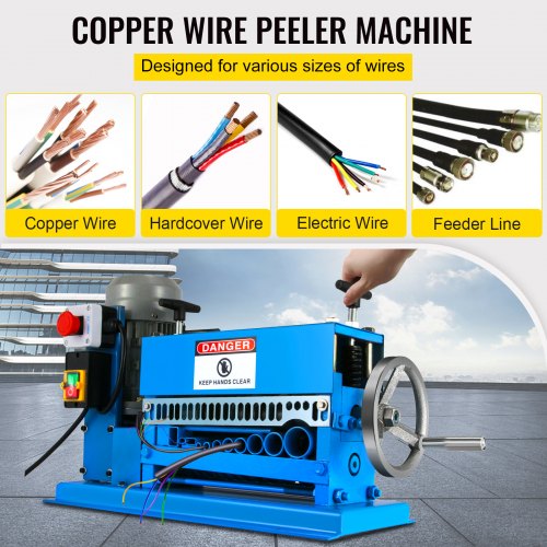 1.5-38MM Automatic Wire Stripping Machine 370W Kinds Of Metal Cable Wire Stripper With 10 Blades  Powered Electric Wire Stripper 15 M/Min