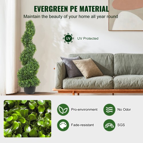 Artificial Topiaries Boxwood Trees, 3ft Tall (2 Pieces) Faux Topiary Plant Outdoor, All-year Green Feaux Plant w/ Replaceable Leaves for Decorative Indoor/Outdoor/Garden