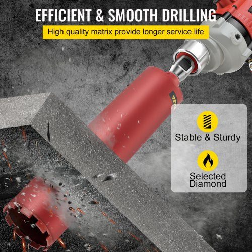 Diamond Core Drill, 4"/101mm Diameter Core Drill Bit, 14"/355mm Concrete Core Drill Bit, 5/8"-11 Thread Core Bit, Dry/Wet Drill Core Bits w/ a Blade, Diamond Wet Coring Bit For Concrete Brick