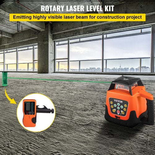 Rotary Laser Level Kit, 360 Degree Rotary Scanning, 500M/1640 FT Measuring Range, Self-Leveling Rotary Laser Level System Kit, Carrying Case Included, for Construction Project, Green Beam