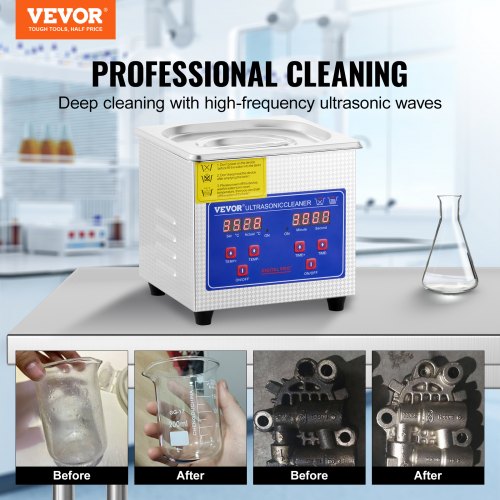 1.3L Ultrasonic Cleaner Machine Stainless Steel Ultrasonic Cleaning Machine Digital Heater Timer Jewelry Cleaning for Commercial Personal Home Use(1.3L)