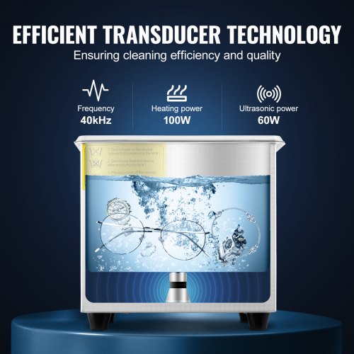 1.3L Ultrasonic Cleaner Machine Stainless Steel Ultrasonic Cleaning Machine Digital Heater Timer Jewelry Cleaning for Commercial Personal Home Use(1.3L)
