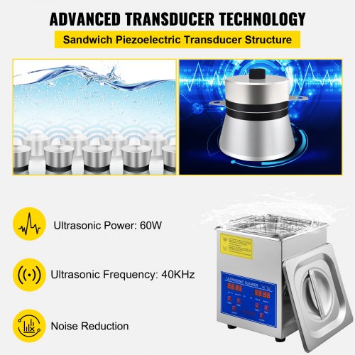 2L Ultrasonic Cleaner Stainless Steel Ultrasonic Cleaner Digital Heater Timer Jewelry Cleaning for Commercial Personal Home Use(2L)