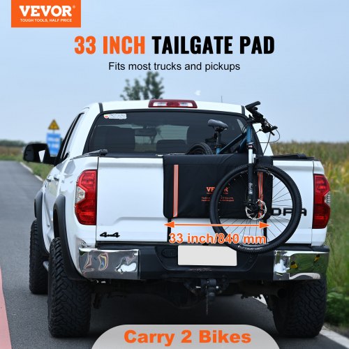 Tailgate Bike Pad, 840 mm Truck Tailgate Pad Carry 2 Mountain Bikes, Tailgate Protection Pad with Reflective Strips and Tool Pockets, Universal Tailgate Pad for Small-Size Pickup Trucks