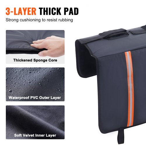 Tailgate Bike Pad, 53" Truck Tailgate Pad Carry 5 Mountain Bikes, Upgraded Grooves Tailgate Protection Pad with Reflective Strips and Tool Pockets, with Camera Opening for Mid-Size Pickup Trucks