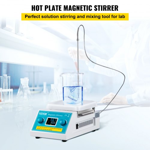 Magnetic Stirrer Hot Plate, 200-2000 RPM Digital Hotplate Magnetic Stirrer, 2L Lab Heating Plate Stirrer, Max 572°F / 300°C Heating Temperature 500W Heating Power, for Laboratory Liquid Mixing