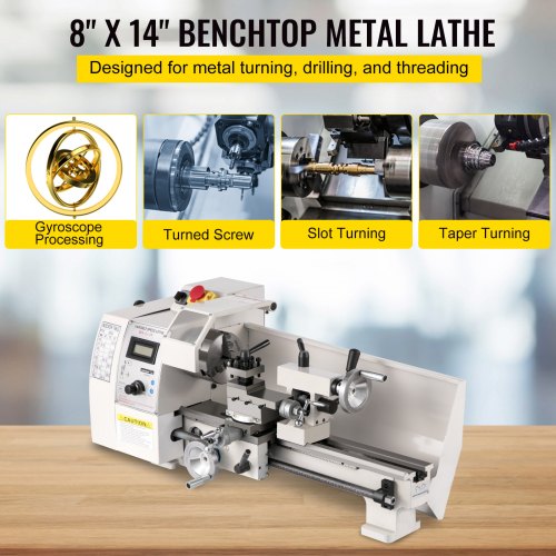 Mini Metal Lathe 8x14, Mini Lathe Machine 2250 PRM Variable Speed Change,Precision Mini Lathe 650W Metal Working Lathe, Small Metal Lathe, Milling Machine for Various Types of Metal Turning