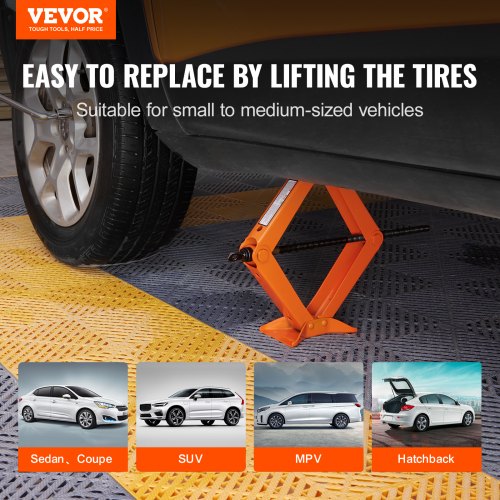 Scissor Jack, 2.5 Ton/5512 lbs Scissor Car Jack, 3.7"-17.1" Lifting Range Scissor Lift Jack with Ratcheting Handle and L-Wrench, Portable Tire Jack for Cars Trucks Sedans MPVs
