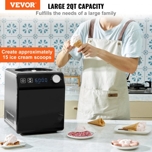 2 Quart Automatic Ice Cream Machine Electric Yogurt Gelato Make Black