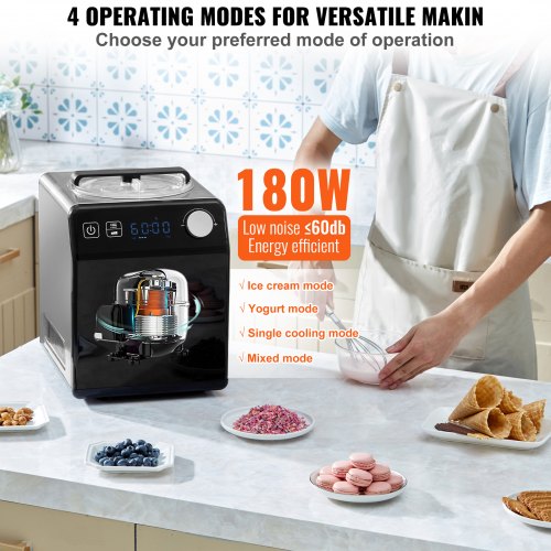 2 Quart Automatic Ice Cream Machine Electric Yogurt Gelato Make Black