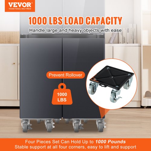 Furniture Dolly, Furniture Moving Dollies with 360° Rotation PP Wheels & Enhance Carbon Steel Panel, Furniture Mover Tool Set with 1.9’’ Wheel for Furniture Lifting and Moving, LxW (6.4’’x6.9’’)