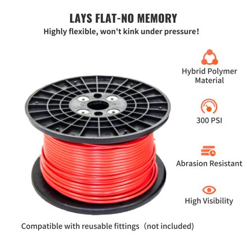 Air Hose Reel 1/4" x 250' Flexible Hybrid Rubber Compressor Hose 300PSI