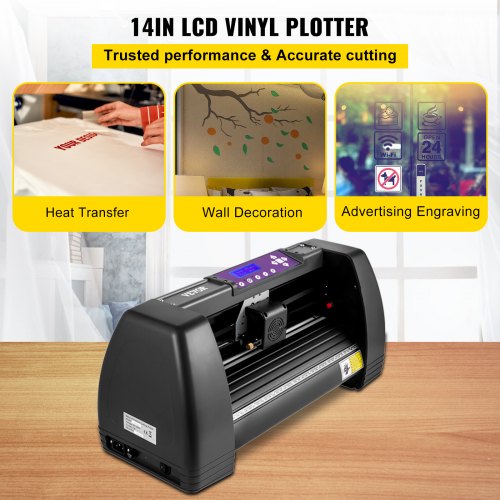 Vinyl Cutter Machine, 375mm Vinyl Printer, 14 inch Maximum Paper Feed Plotter Printer U-disk Offline Vinyl Cutting Machine 10-500g Adjustable Force and 10-800?mm/s Speed for Sign Making Plotter