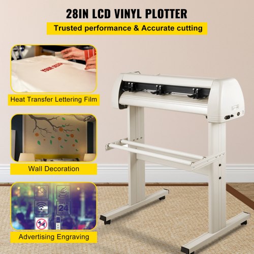 Vinyl Cutter 870mm Vinyl Cutter Machine Maximum Paper Feed 34inch White Vinyl Plotter Cutter Machine Vinyl Plotter with Sturdy Floor Stand Adjustable Force and Speed for Sign Making