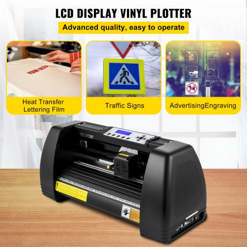 Vinyl Cutter Machine, 14" Vinyl Plotter, LCD Display Plotter Cutter, Three Adjustable  Pinch Rollers Sign Cutting Plotter, Vinyl Cutter with SignCut and Signmaster Software for Design and Cut