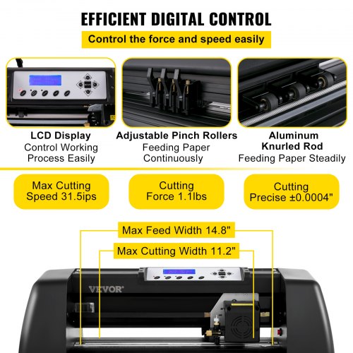 Vinyl Cutter Machine, 14" Vinyl Plotter, LCD Display Plotter Cutter, Three Adjustable  Pinch Rollers Sign Cutting Plotter, Vinyl Cutter with SignCut and Signmaster Software for Design and Cut