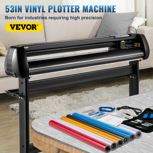 Vinyl Cutter Machine, 53inch Cutting Plotter, Offline Cutting Machine Kit, Precise Roller Shaft High Accuracy Adjustable Speed and Force, DIY SignMaster Software Blade Basket Tool for Windows
