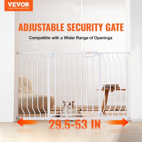 Baby Gate, 29.5"-53" Extra Wide, 30" High, Dog Gate for Stairs Doorways and House, Easy Step Walk Thru Auto Close Child Gate Pet Security Gate with Pressure Mount Kit and Wall Mount Kit, White