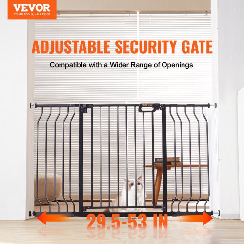Baby Gate, 29.5"-53" Extra Wide, 30" High, Dog Gate for Stairs Doorways and House, Easy Step Walk Thru Auto Close Child Gate Pet Security Gate with Pressure Mount Kit and Wall Mount Kit, Black