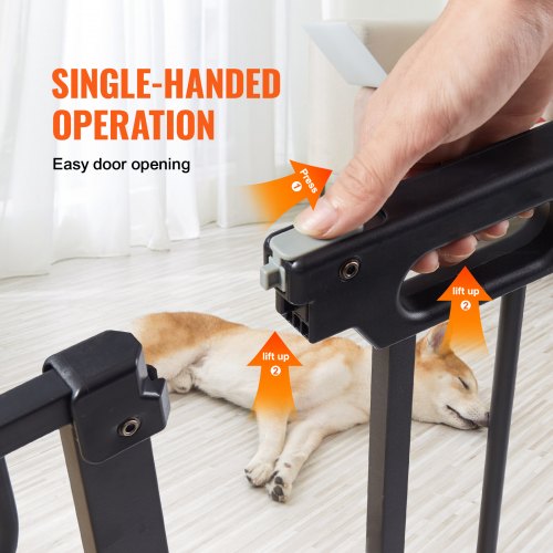 Baby Gate, 29.5"-53" Extra Wide, 30" High, Dog Gate for Stairs Doorways and House, Easy Step Walk Thru Auto Close Child Gate Pet Security Gate with Pressure Mount Kit and Wall Mount Kit, Black