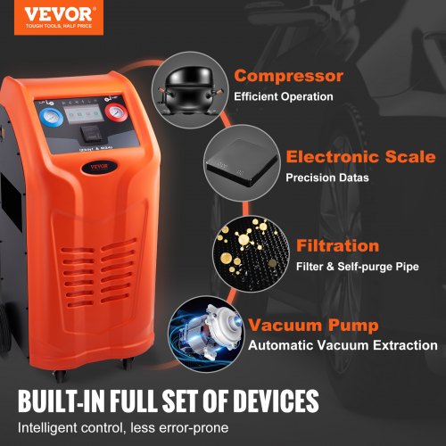 Fully Automatic Refrigerant Recovery Machine - Dual Cylinder AC Recovery Machine Kit Built in Compressor/Electronic Scale/Filter/ Recovery Tank, Recovery Machine HVAC Only for R134A+R1234YF
