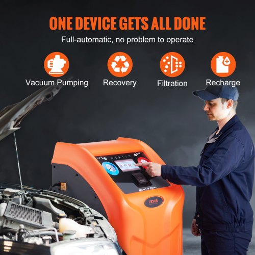 Fully Automatic Refrigerant Recovery Machine - Dual Cylinder AC Recovery Machine Kit Built in Compressor/Electronic Scale/Filter/ Recovery Tank, Recovery Machine HVAC Only for R134A+R1234YF