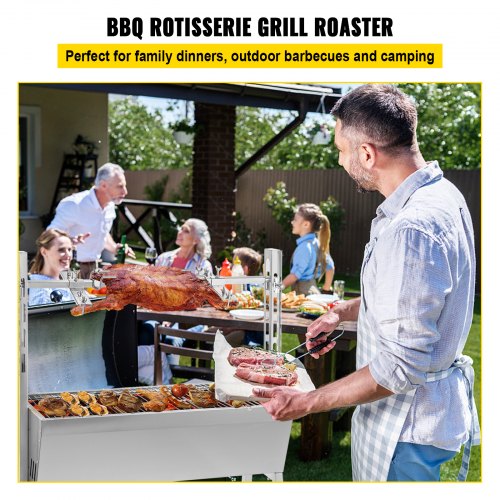 Rotisserie Grill 88 LBS BBQ Rotisserie Grill Roaster Charcoal Spit Roast Machine 25W Charcoal Bearing Lamb Spit Roaster Hog Roasting Machine For Outdoor Picnic Camping