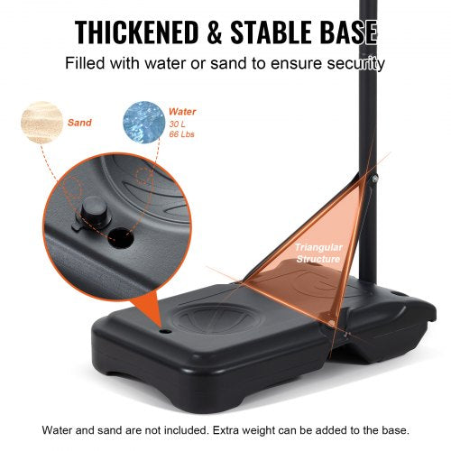 Basketball Hoop, 5-7 ft Adjustable Height Portable Backboard System, 28 inch Basketball Hoop & Goal, Kids & Adults Basketball Set with Wheels, Stand, and Fillable Base, for Outdoor/Indoor