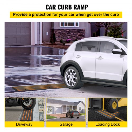 Driveway Curb Ramp, 3 Packs 1 Channel Curb Bridge, 22046lbs Capacity Rubber Driveway Curb Bridge, 2.6" Rise Curbside Bridge Ramp for Driveway, Loading Dock, Garage, Sidewalk, Car, Truck, Scooter