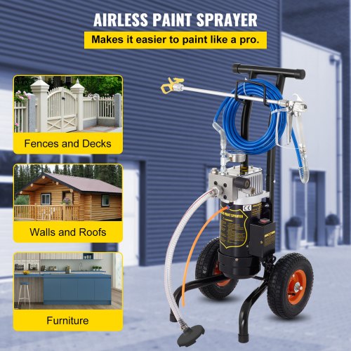1.5HP Airless Paint Sprayer, 3200PSI Pressure Airless Sprayer ,Wall Paint Gun Sprayer with 15 M Hose, Spraying Machine with Two Set Hose for Wall & Ceiling/Wood & Metal Paint