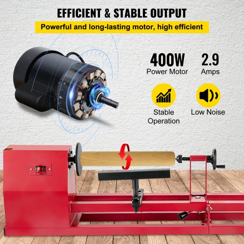 Benchtop Wood Turning Lathe 14" × 40" 400W 4-Speed Home Workshop Machine