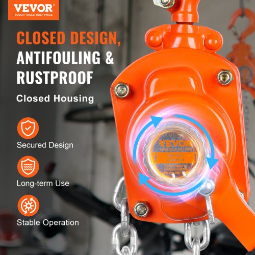 Manual Lever Chain Hoist, 1/2 Ton 1100 lbs Capacity 10 FT Come Along, G80 Galvanized Carbon Steel with Weston Double-Pawl Brake, Auto Chain Leading & 360° Rotation Hook, for Garage Factory Dock