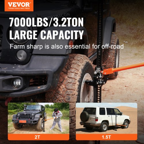 High Lift Farm Jack, 48" Utility Farm Jack, 7000 lbs Capacity Ratcheting Off Road Utility Jack, Heavy-Duty Farm Jack for Tractor, Truck, SUV, Bumper Lift, Orange