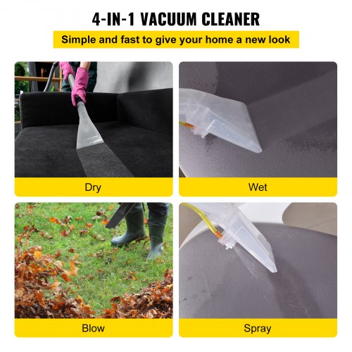 Wet Dry Vacuum Cleaner, 5.3 Gallon 2 Peak HP, 4-in-1 Portable Shop Vacuum w/ Blow & Spray Function, Remote Control, HEPA & Sponge Filtration, 5 Brush for Household, Car