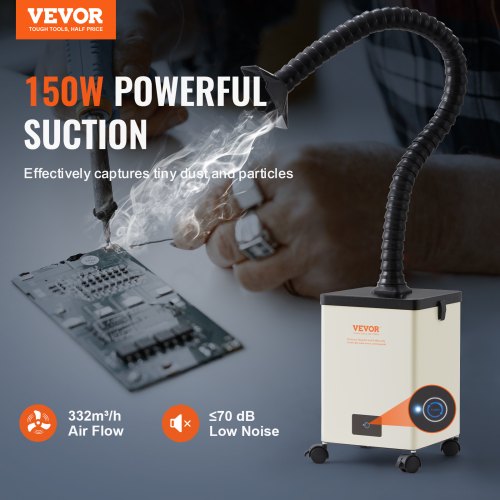 150W Solder Fume Smoke Extractor 3-Stage Filters 332 m³/h Strong Suction