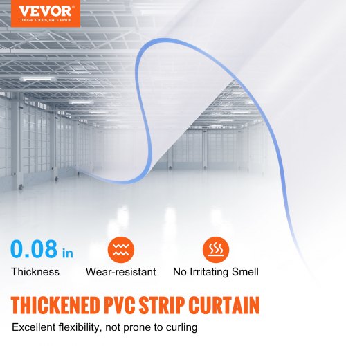 Strip Curtain, 96" Height x 48" Width, 0.08" Thickness, 8PCS Clear PVC Strip Door Curtain, Freezer Curtain, Plastic Door Strips for Walk in Freezers, Coolers & Warehouse Doors, with 50% Overlap