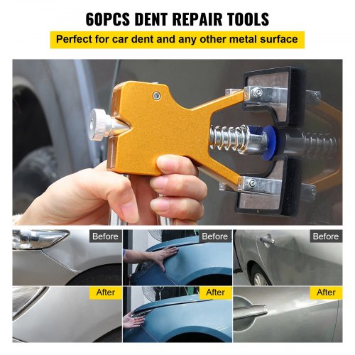 60 Pcs Paintless Dent Repair Tools,  Glue Puller Tabs Dent Puller Kit, Dent Removal Tool, Led Baffle Board Car Dent Repair Kit, for Auto Dent Removal, Minor Dents, Door Dings And Hail Damage