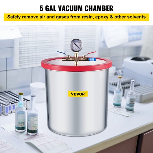 5 Gallon Vacuum Chamber Stainless Steel Vacuum Degassing Chamber 160F 3/4" Acrylic Lid