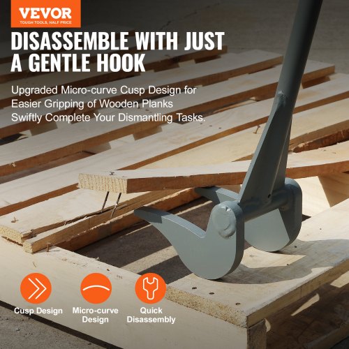 Pallet Buster, 50-Inch Handle, 2000 lbs Weight Capacity, Q235 Carbon Steel, Heavy Duty Deck Wrecker Demolition Wood Pallet Tool Breaker Pry Bar Puller for Efficient and Effortless Board Removal
