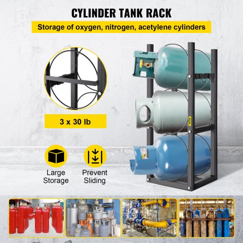 Refrigerant Tank Rack Cylinder Tank Rack 3*30lb for Gas Oxygen Nitrogen